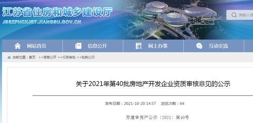 江蘇省住建廳公示2021年第40批房地產(chǎn)開發(fā)企業(yè)資質(zhì)審核意見